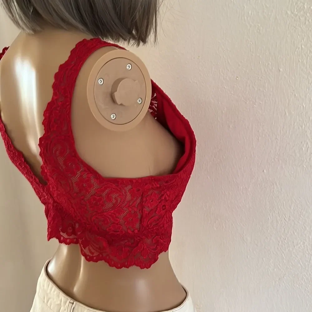Smart & Sexy Signature  Lace Deep V Whimsagoth Fairy Coquette Red Bralette. XL